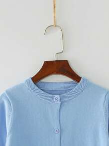 Cardigan de cor sólida para meninas jovens