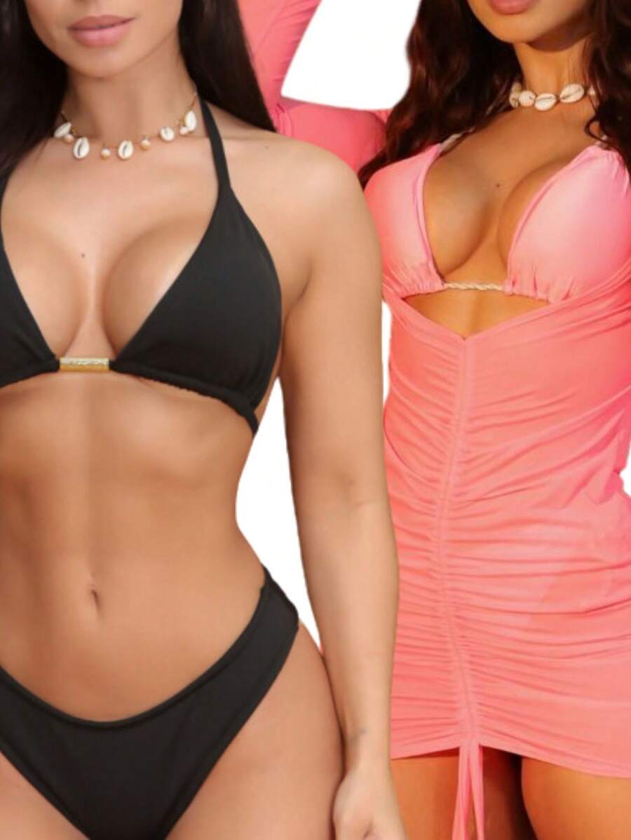WOMEN'S BEACH KIT EXIT PLUS SLIM GLIDER WING SET - 粉紅色和黑色 - 查看 1