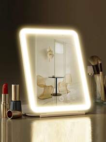 FENCHILIN Lighted Makeup Vanity Mirror With Magnification For Travel, Large Portable Cosmetic Beauty Mirror With 60 LED Lights 3X 5X Magnifying Mirror Automatic Modes White 7.9'' - Trắng (Không có logo) - Xem 1