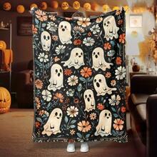 舒适法兰绒万圣节毛毯 - 橙色、黑色、绿色可爱有趣的幽灵设计 | 柔软涤纶，适合沙发、卧室装饰 | 送给朋友和同学的完美礼物 万圣节枕头套 万圣节枕头 - 多色 - 查看 30