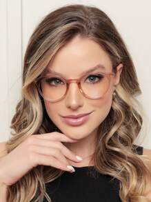 WOMEN'S PRESCRIPTION GLASSES FRAME, CAT SHAPE, ROUND OVAL, NEW FASHION LAUNCH - 香檳色 - 查看 2