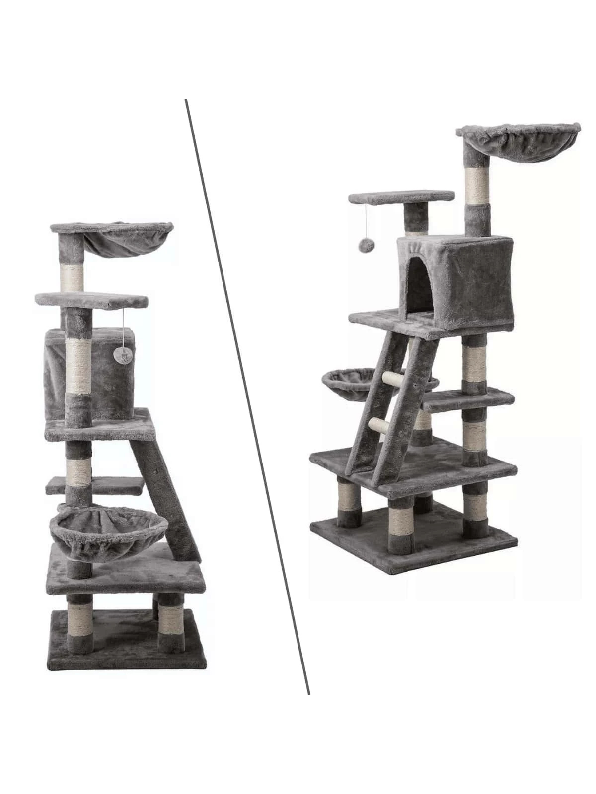 Mueble Rascador Para Gatos Con Casa Escondite Escalera Hamaca Juguete