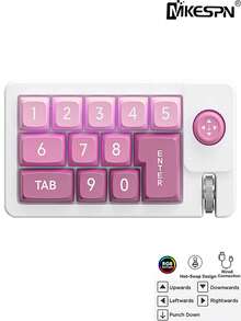 MKESPN Portable Mechanical Wired Keyboard With Joystick Full Hot Swappable Keys RGB Backlight USB-C Wired 12 Keys Programmable Gaming Keyboard For WinXP/7/8/10/ - Multicolor - View 3