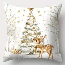 Fundas de almohada con diseños de Papá Noel, muñeco de nieve y renos, Decoración navideña, doradas y acogedoras, lavables, para sala de estar, sofá, cama, decoración del hogar, Navidad