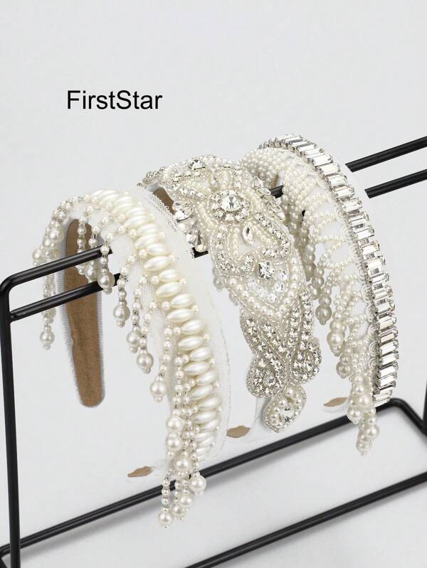 1PC Women White Crystal And Pearl Handmade Hairbands Tassels Bridal Headbands For Wedding Party Hair Accessories,Hairband,Hair Hoop