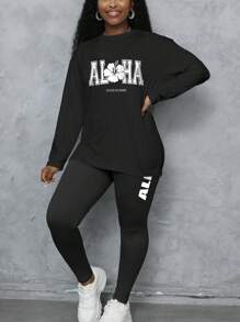 New Two-Piece Women's Long-Sleeved Tops, Pants And Pajamas Set Suitable For Home Use - Black - View 1