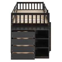 MERAX Twin Over Twin Bunk Bed With 4 Drawers And 3 Shelves - Espresso - View 9