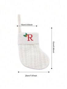 1 pièce Bas de Noël tricoté avec lettres, rouge, blanc et vert 3 couleurs, comprend 26 lettres anglaises. Peut être utilisé comme décoration de fête à la maison, ornement à accrocher au sapin de Noël ou au chevet, petit cadeau pour fête des fêtes, décoration d'Halloween - Multicolore - Voir 61