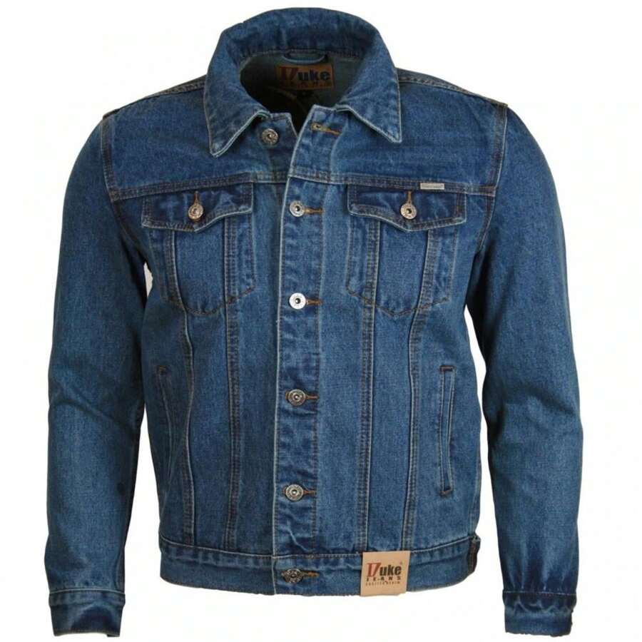D555 Mens Western Trucker Style Denim Jacket (Stonewash) - Denim Blue - View 1