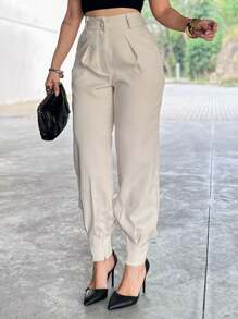 Emili LLANA MODA Calça Cenoura Jogger Alfaiataria Feminina Barra Com Zíper