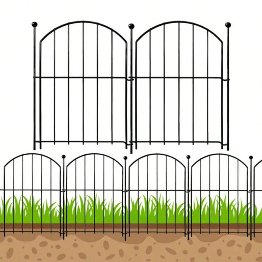 Decorative Garden Fence 10 Panels, 17 (H) X 13 Inch (L) Rustproof Metal