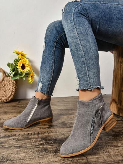 2024 Autumn Women's Pointed Toe Boots, Elastic Ankle Boots, Short Heels Chelsea Boots