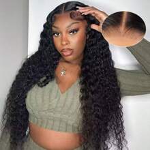 13x4 Lace Front Wigs Human Hair Pre Plucked 200% Density Brazilian Wet And Wavy Human Hair Wigs For Black Women Glueless Curly Lace Frontal Wigs Human Hair Natural Color - 黑色 - 查看 5