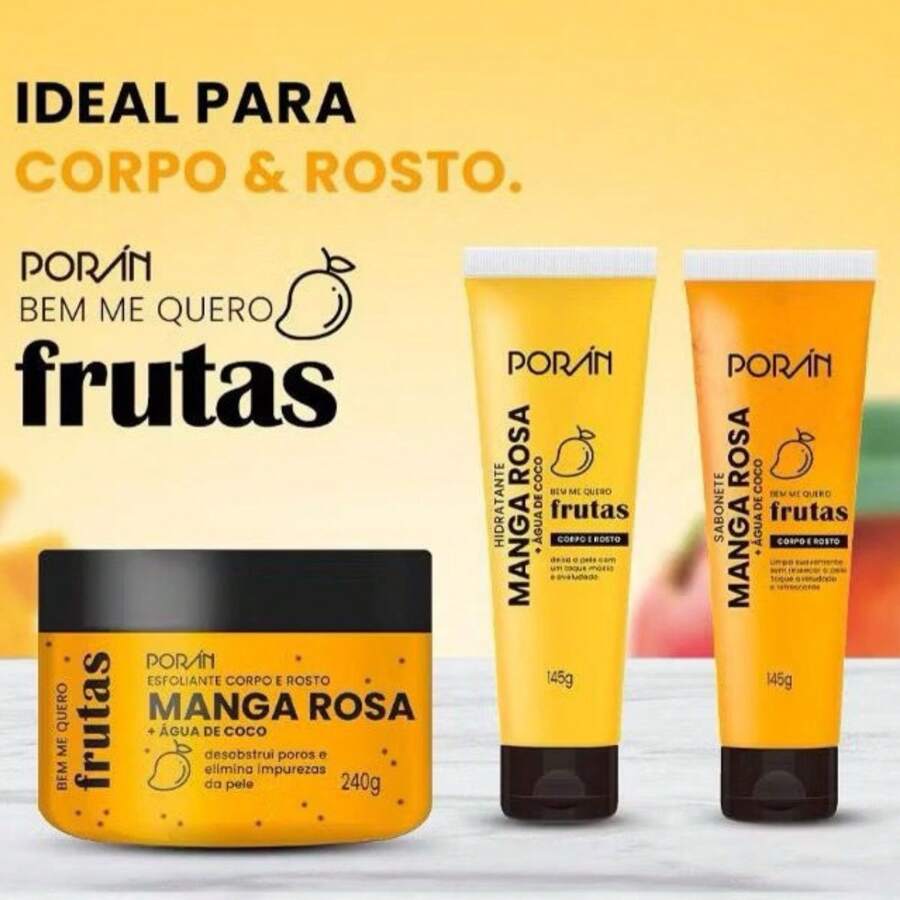 PORÁN WATERMELON BODY AND FACE KIT WITH EXFOLIANT; SOAP AND MOISTURIZER 3 PIECES - 3 片芒果 - 去角質/肥皂/保濕霜 - 查看 1