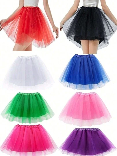 1 件女式成人蓬松三层薄纱裙带衬里，复古 80 年代圣诞跑步派对芭蕾舞服装，女童蓬松芭蕾舞裙，适合春夏秋冬