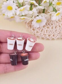 10pcs/Pack Mixed Coffee Cup Resin Pendant, Suitable For Women DIY Jewelry Making - Multicolor - View 4