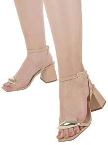 Loris Shoes Oficial Women's Block Heel Sandal With ABS Embellishment, Back Drop With Buckle 18-410 - 裸體 - 查看 2