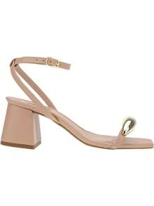 Loris Shoes Oficial Women's Block Heel Sandal With ABS Embellishment, Back Drop With Buckle 18-410 - 裸體 - 查看 3