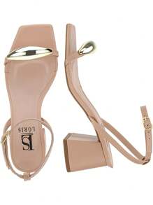 Loris Shoes Oficial Women's Block Heel Sandal With ABS Embellishment, Back Drop With Buckle 18-410 - 裸體 - 查看 6