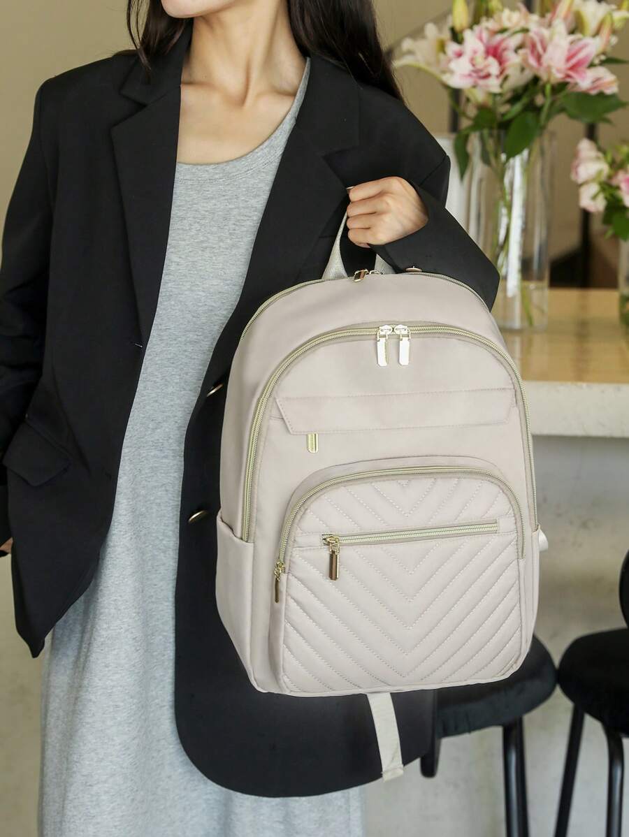 Women Solid Color MultiPurpose Large Capacity Backpack, Minimalist