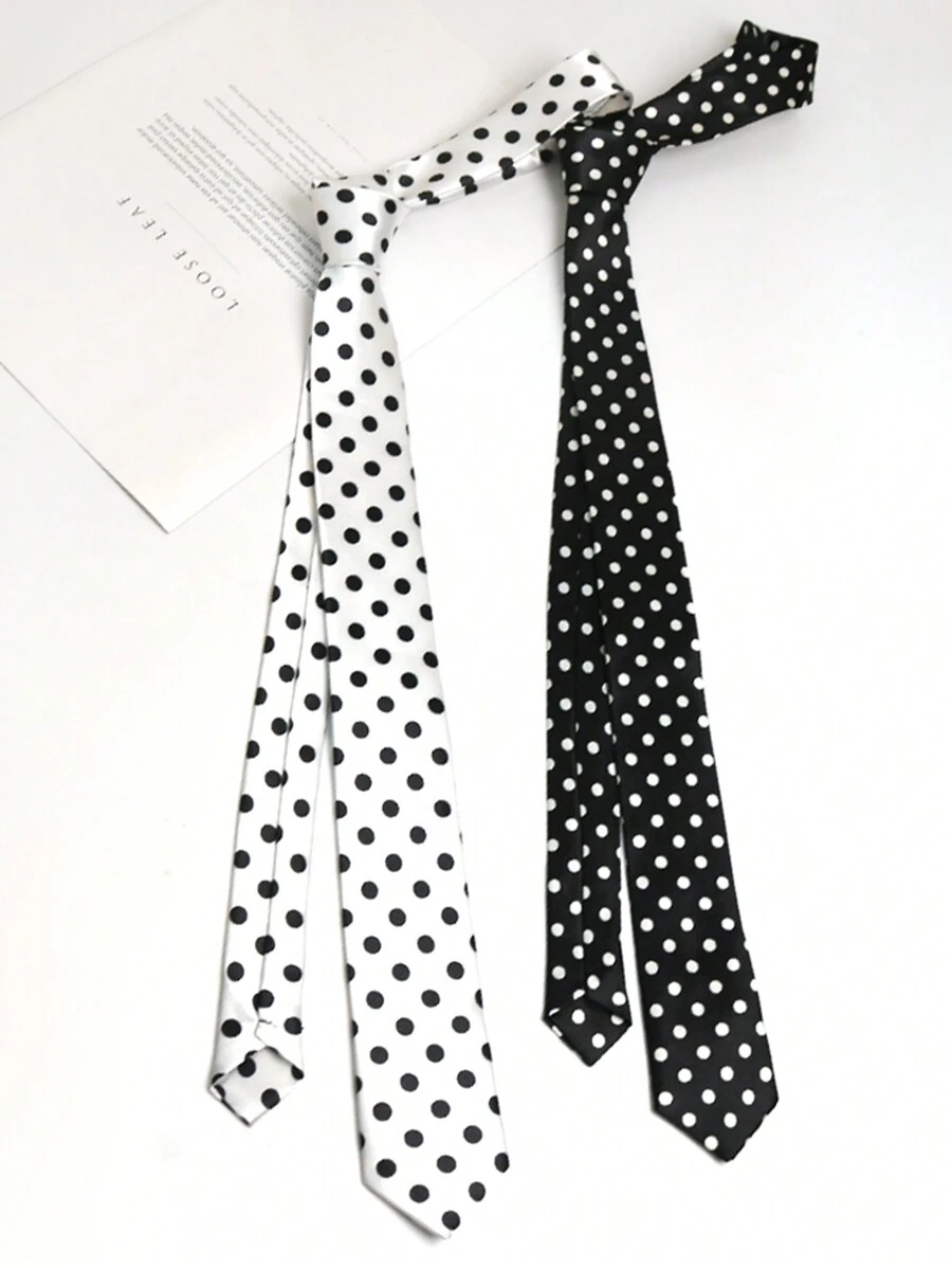 1pc Slim Polka Dot Skinny Tie, Suitable For Casual, Party And Daily Use Men Necktie - Multicolor - View 1
