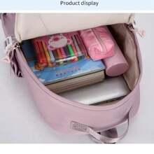 Large School Backpack Children's Unisex Open 180 Degree Waterproof Nylon Wide Back Strap Protection - Hồng - Xem 4