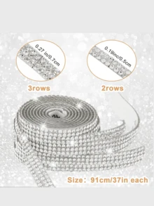 Cuộn ruy băng đính đá, Dải pha lê tự dính thời trang dài 1 yard, Băng keo cầu vồng lấp lánh dùng cho đồ thủ công DIY, trang trí đám cưới, trang trí xe hơi và điện thoại, phụ kiện làm đồ trang sức đa năng dễ sử dụng - Nhiều màu - Xem 3