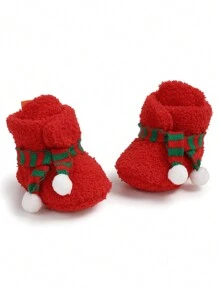 Calcetines de cuna suaves con dibujos animados, cálidos, de suela blanda, para bebés recién nacidos, niños y niñas, pantuflas navideñas forradas de felpa