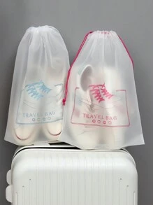 旅行收纳袋，带安全抽绳封口，防水塑料袋，用于衣服鞋子洗漱用品，旅行装化妆包，防尘鞋袋，家用可重复使用收纳袋，男女防水沙滩包，旅行必备品，返校度假必备品，学校用品，旅行必备品，女士宿舍鞋袋 - 無色 - 查看 3
