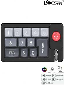 MKESPN Portable Mechanical Wired Keyboard With Joystick Full Hot Swappable Keys RGB Backlight USB-C Wired 12 Keys Programmable Gaming Keyboard For WinXP/7/8/10/ - Multicolor - View 14