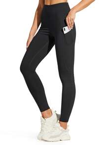 ZUTY 2 Stück thermisch gefütterte Leggings für Frauen, wasserabweisend, winterlich, wärmeisolierend, hoher Bund, Wanderleggings mit Taschen, Große Größen