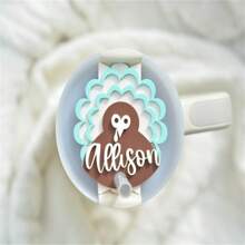 1Pc Custom Thanksgiving Turkey Topper For Cups - Personalized Name Engraved Acrylic Lid Accessory, Christmas SANTA 2.0 Tag For 20 Oz 30 Oz. 40 Oz. Water Bottle