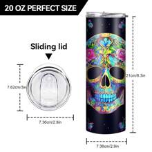 1 cốc nước cách nhiệt chân không hai lớp bằng thép không gỉ 20oz, in hình đầu lâu Halloween, tặng kèm ống hút và chổi cọ ống hút, cốc cà phê có nắp, cốc thủy tinh, cốc du lịch, thích hợp để giữ đồ uống nóng hoặc lạnh, cốc cách nhiệt, cốc lạnh, cốc quà tặng, Halloween, quà tặng cho gia đình, bạn bè, có thể tái sử dụng, du lịch nghỉ dưỡng, thể dục, văn phòng, cốc du lịch, quà tặng Ngày của người chết khi trở lại trường - Nhiều màu - Xem 6