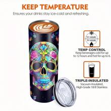 1 cốc nước cách nhiệt chân không hai lớp bằng thép không gỉ 20oz, in hình đầu lâu Halloween, tặng kèm ống hút và chổi cọ ống hút, cốc cà phê có nắp, cốc thủy tinh, cốc du lịch, thích hợp để giữ đồ uống nóng hoặc lạnh, cốc cách nhiệt, cốc lạnh, cốc quà tặng, Halloween, quà tặng cho gia đình, bạn bè, có thể tái sử dụng, du lịch nghỉ dưỡng, thể dục, văn phòng, cốc du lịch, quà tặng Ngày của người chết khi trở lại trường - Nhiều màu - Xem 7