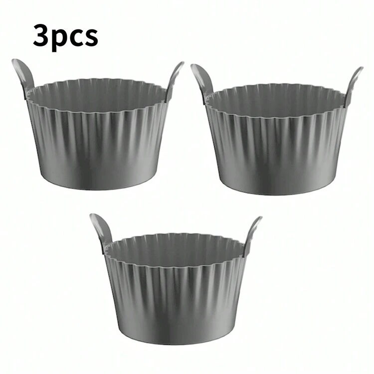 1/3 piezas Tazas reutilizables de silicona para freidora de aire - Tazas para hornear huevos y pasteles, accesorio de cocina esencial para cocción al vapor saludable - Multicolor - Añade 3