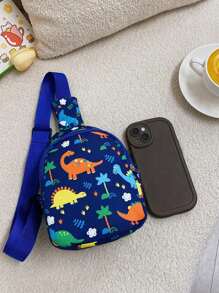 1pc Nylon Zipper Bag, Cute Dinosaur Pattern, Exquisite Coin Purse, Fashion Chest Bag, Suitable For Various Occasions, Comfortable Adjustable Shoulder Strap, Multifunctional, Perfect Gift - A - View 6