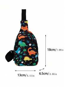 1pc Nylon Zipper Bag, Cute Dinosaur Pattern, Exquisite Coin Purse, Fashion Chest Bag, Suitable For Various Occasions, Comfortable Adjustable Shoulder Strap, Multifunctional, Perfect Gift - A - View 10