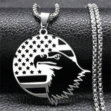 Fashion American Eagle Flag Star American Necklace For Women Men Stainless Steel Gold/Silver Animal Chain Holiday Gift Jewelry