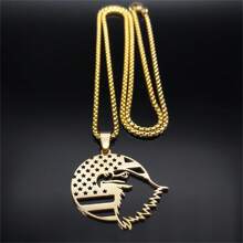 Fashion American Eagle Flag Star American Necklace For Women Men Stainless Steel Gold/Silver Animal Chain Holiday Gift Jewelry