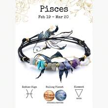 1pc Multi-Function 12 Zodiac Protective Stone Bracelet - Natural Pebble, Adjustable As Necklace Or Anklet, Select Your Zodiac Sign