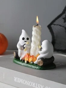 1 szt. Żywica Kreatywny Duch/Czaszka Halloween Dekoracja Domu Świecznik Do Salonu, Przedpokoju, Pokoju Studialnego, Szafki TV Najlepsze Prezenty
