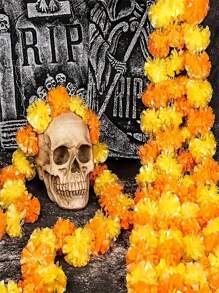 1 件多色万寿菊戒指，适用于婚礼、生日和单身派对，用于万圣节、复活节、亡灵节和排灯节等节日装饰，以及家庭派对装饰、圣诞节 - 橙色和黃色 - 查看 2