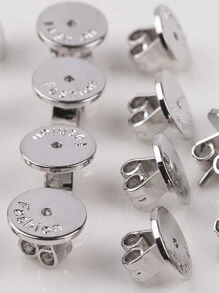 6 件镀金雕刻心形防掉落耳钉配件 - 金色 - 查看 5