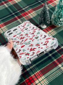 1pc Thick TPU 4-Corner Shock-Absorbing Christmas Reindeer Pattern Phone Protective Case, Fits IPhone11 12 13 14 11Promax 12Promax 13Promax 14Promax XR 15 15PRO 15PROMAX 16 16PRO 16PROMAX, Compatible With Samsung Series,International Version, Not The Domestic Version - Multicolor - View 5