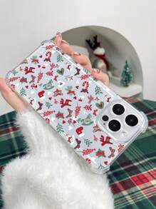 1pc Thick TPU 4-Corner Shock-Absorbing Christmas Reindeer Pattern Phone Protective Case, Fits IPhone11 12 13 14 11Promax 12Promax 13Promax 14Promax XR 15 15PRO 15PROMAX 16 16PRO 16PROMAX, Compatible With Samsung Series,International Version, Not The Domestic Version - Multicolor - View 4