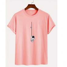 Men's T-Shirt Astronaut Shirt Men T-Shirt Casual Street 100% Cotton - Hồng - Xem 1