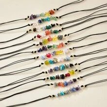 1pc Multi-Function 12 Zodiac Protective Stone Bracelet - Natural Pebble, Adjustable As Necklace Or Anklet, Select Your Zodiac Sign