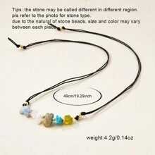 1pc Multi-Function 12 Zodiac Protective Stone Bracelet - Natural Pebble, Adjustable As Necklace Or Anklet, Select Your Zodiac Sign