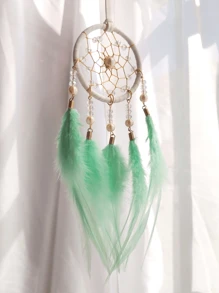 1pc Faux Pearl & Feather Dreamcatcher Decor, Mori Style Feather Wind Chime Ornament, Gifts For Girls, Birthdays, Useful As Car Decorations, Room, Home, Wedding Party Decor (Artificial Feathers),Home Decor ,Room Decor,Wall Decor Graduation