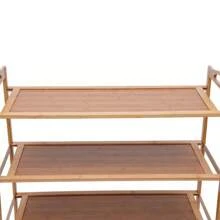 WUPYI Bamboo Shoe Rack 4 Tier Wooden Entrance Channels Storage Shelf Shoes Display Organizer - 木頭色 - 查看 3